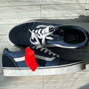 Vans Navy Blue Sneakers with White Accents and Padded Tongue